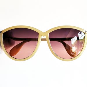 SILHOUETTE vintage sunglasses oversize big cateye white ivory cream 3030 frame fancy 70s 80s style new purple pink lens Lady Gaga Elton John