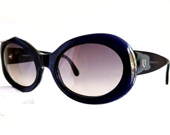 Ovale Kurt Cobain zonnebril vintage blauw masker ronde zeldzame EMANUEL UNGARO Paris slagkracht bril Migos 2Chainz Lady Gaga Rihanna Bella Hadid frame