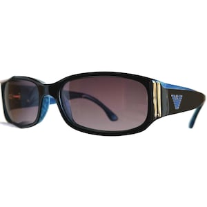 ARMANI vintage sunglasses black blue rectangular oval Giorgio Emporio EA9342/S eagle frame Migos designer Bella Hadid Rihanna gray 90s y2k