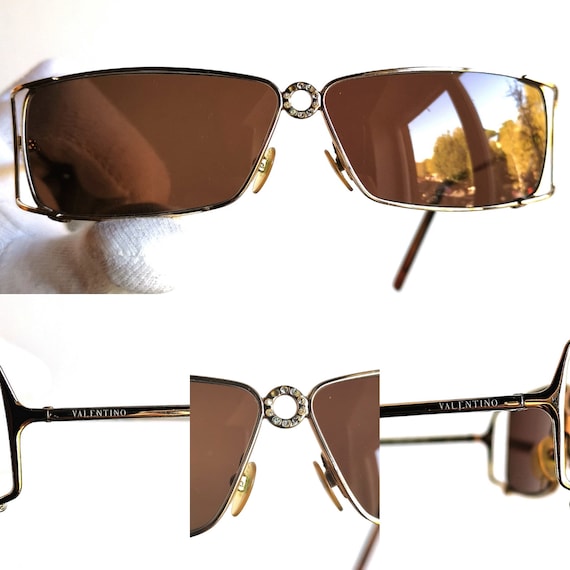 VALENTINO vintage Sunglasses gold rectangular ova… - image 2