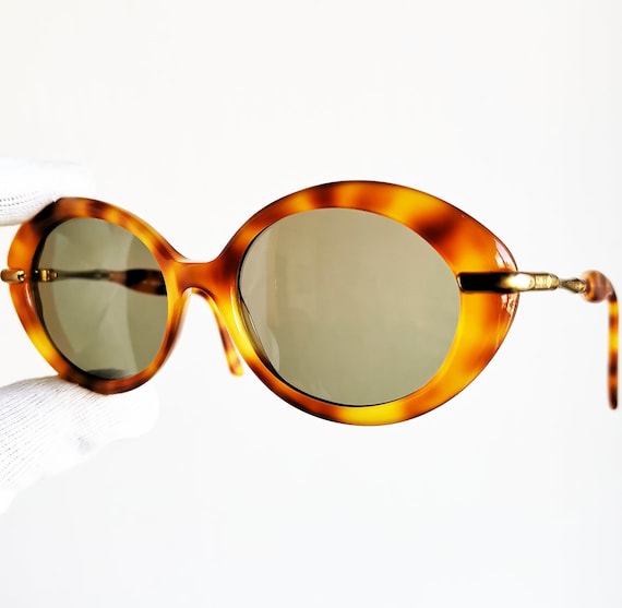 GUCCI vintage sunglasses rare oval round tortoise… - image 2