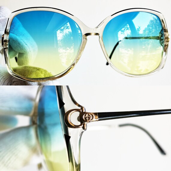 GUCCI square sunglasses vintage rare clear black … - image 3
