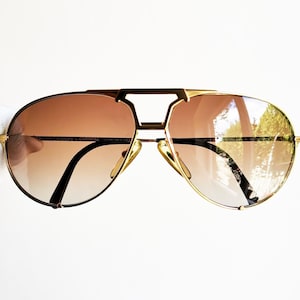 PORSCHE DESIGN gold brown gray lens vintage oval aviator sunglasses by Carrera 5651 40 59 frame tear drop sun shape tank santos 80s Migos