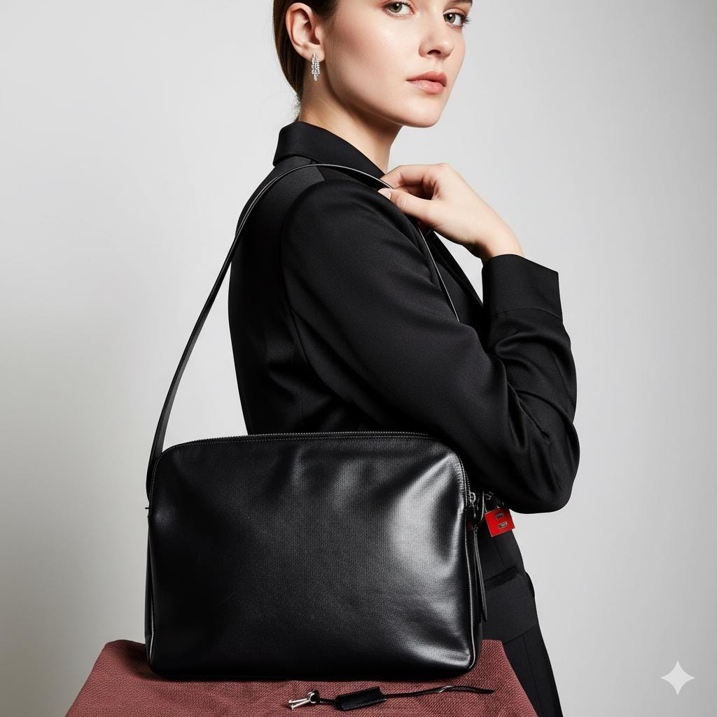 BALLY Calf Leather Sling Bag Vintage Shoulder Safe Pad Lock Black