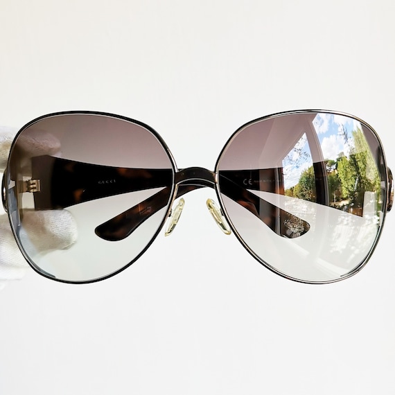 Lunettes de soleil enveloppantes GUCCI vintage rares surdimensionnees grosse tortue marron GG2794 S cadre aviateur masque diva mod glam Rihanna Lady Gaga Kylie Jenner Y2K Etsy France