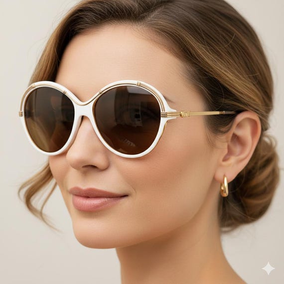 Authentic Christian Dior Aviator Sunglasses white trim around the lenses Christian Dior ASTRAL Gold White Metal Flat Aviator  main image 3