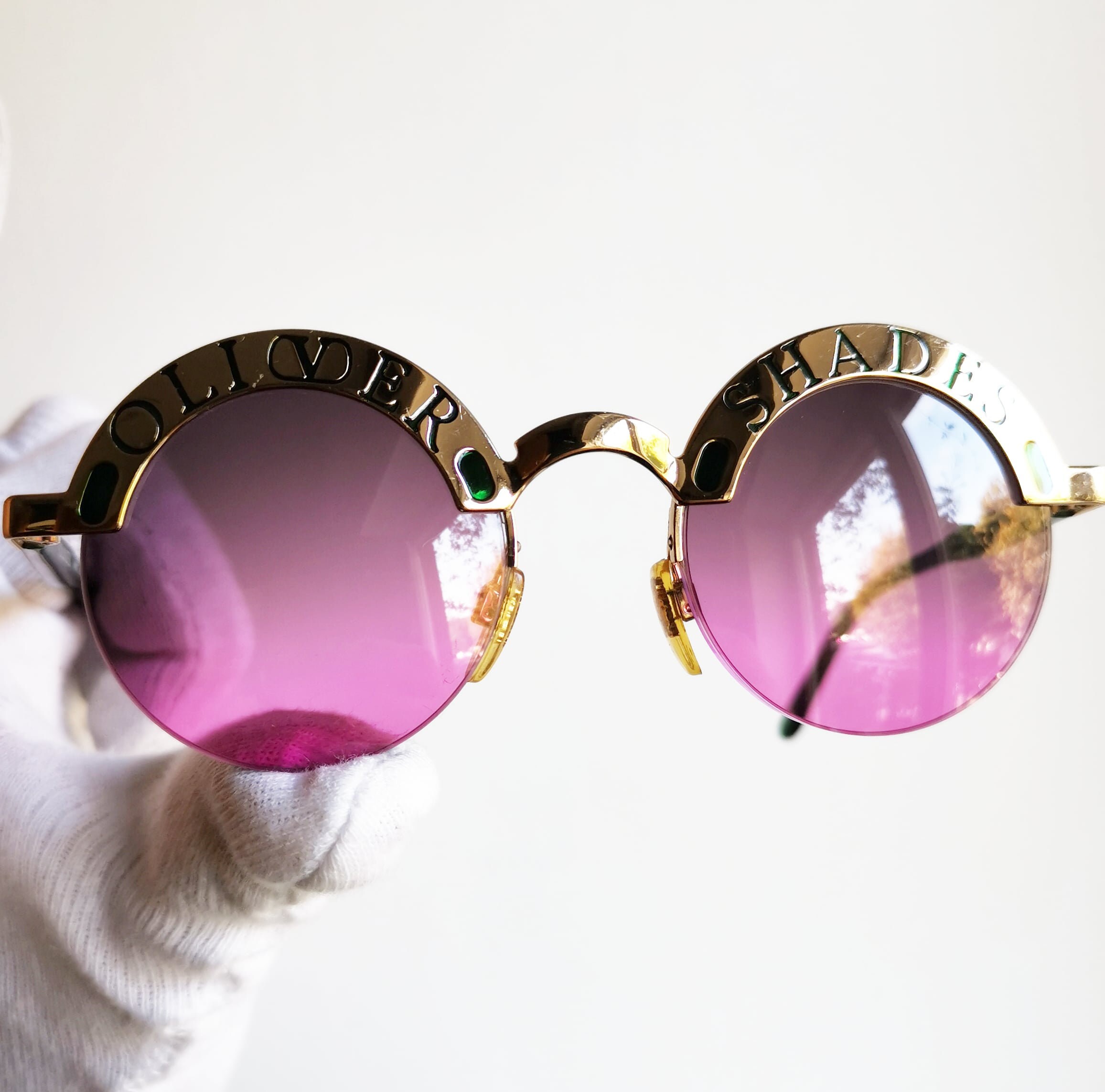 Valentino OLIVER SHADES Vintage Sunglasses Gold Green Purple 