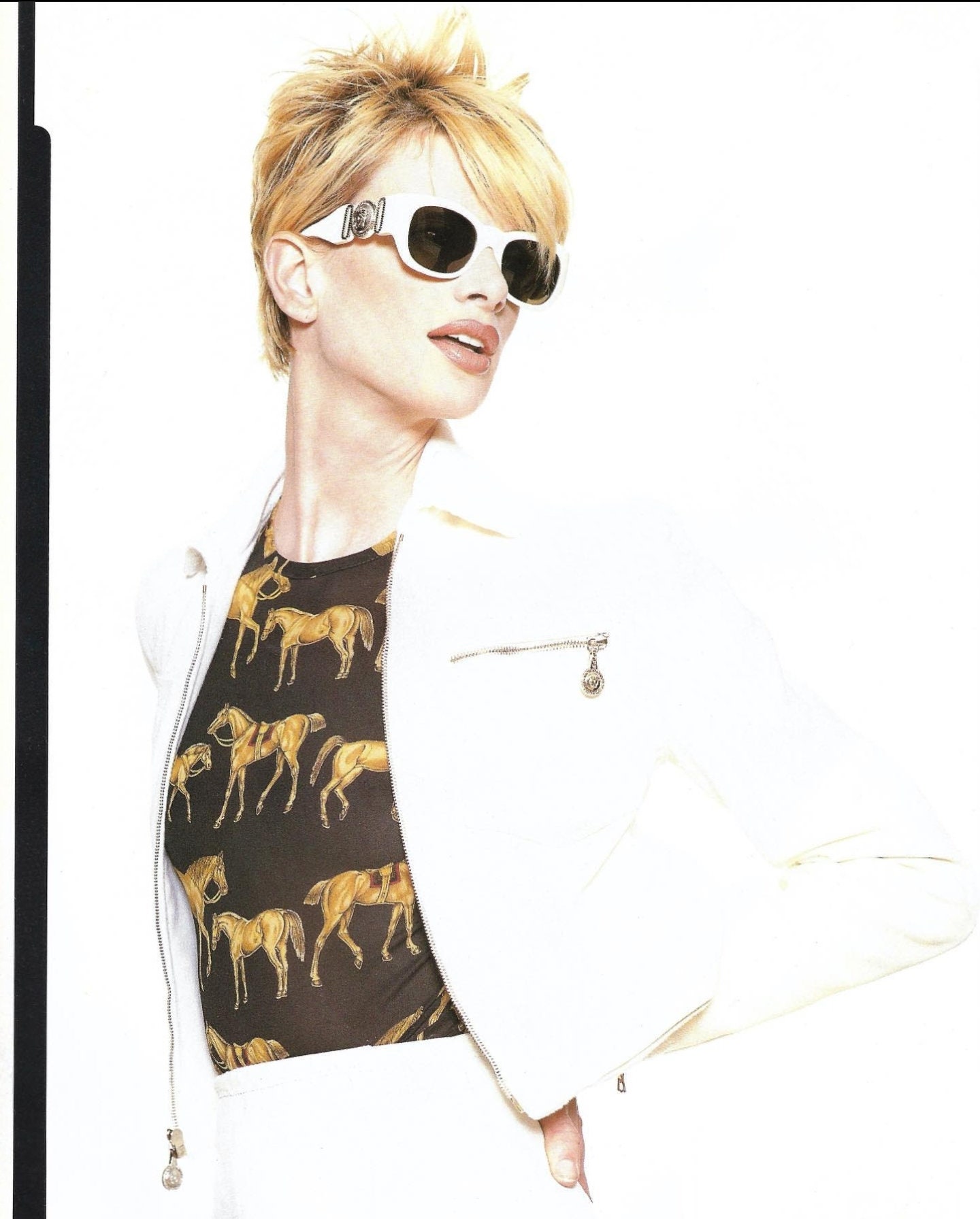 VERSACE Vintage Sunglasses 413/B Clear Silver Medusa Gianni Frame