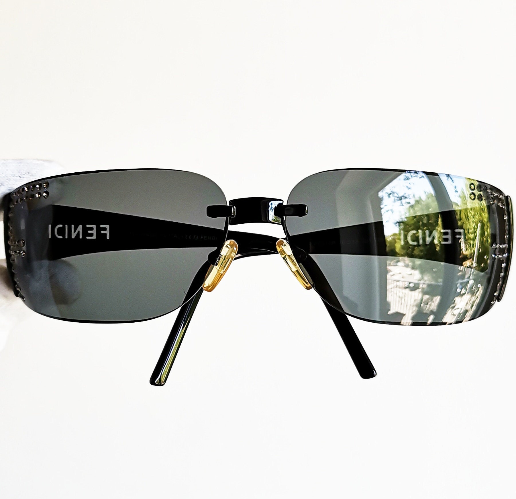 FENDI Vintage Sunglasses Wrap Mask FF Monogram Oval Square