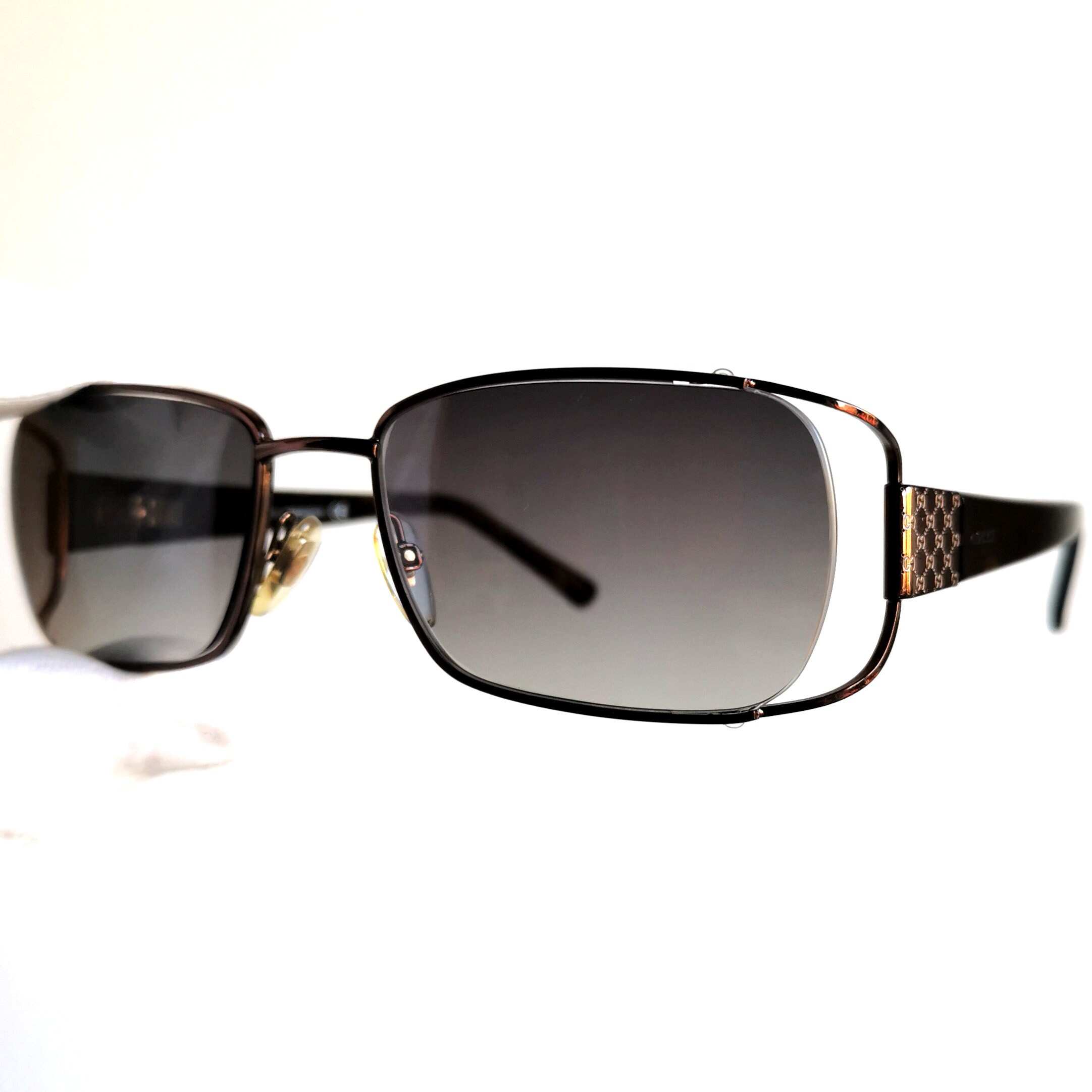 GUCCI Vintage Sunglasses Bronze Copper Tortoise Brown Oval