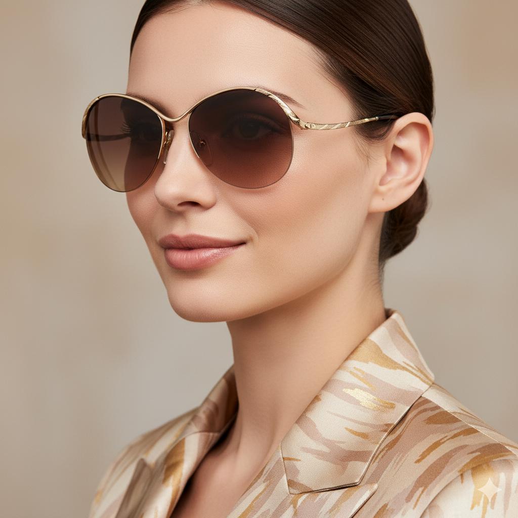 ゴールドクリスチャンディオール　サングラス DIOR Vintage Sunglasses Frameless Christian 2240 Round Gold White