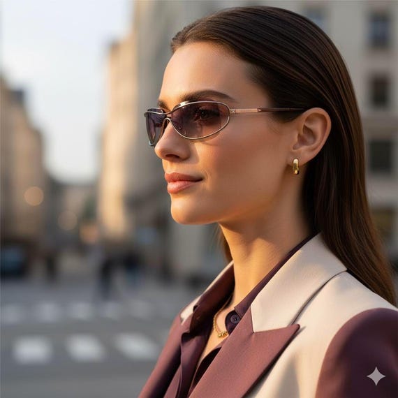 CHANEL Sunglasses Vintage Pink Oval Rimless 4027 Silver 90s Y2k