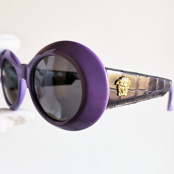 Versace Maxi Medusa Biggie Sunglasses Transparent Purple  (VE4425U-54191A-54) in Acetate/Metal with Gold-tone - US