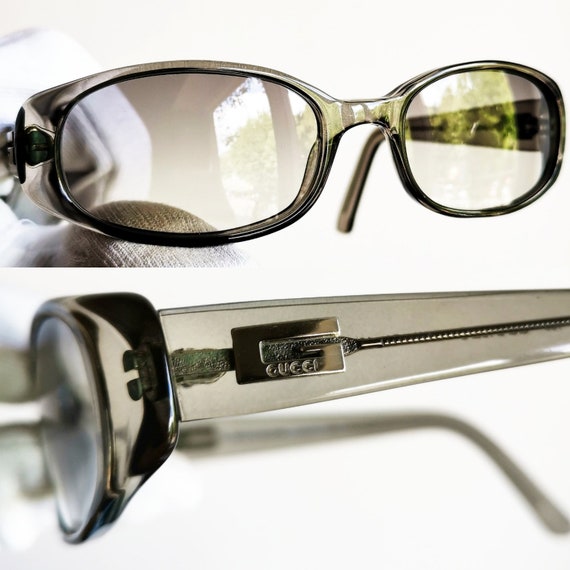 GUCCI vintage sunglasses rare oval gray clear rec… - image 3