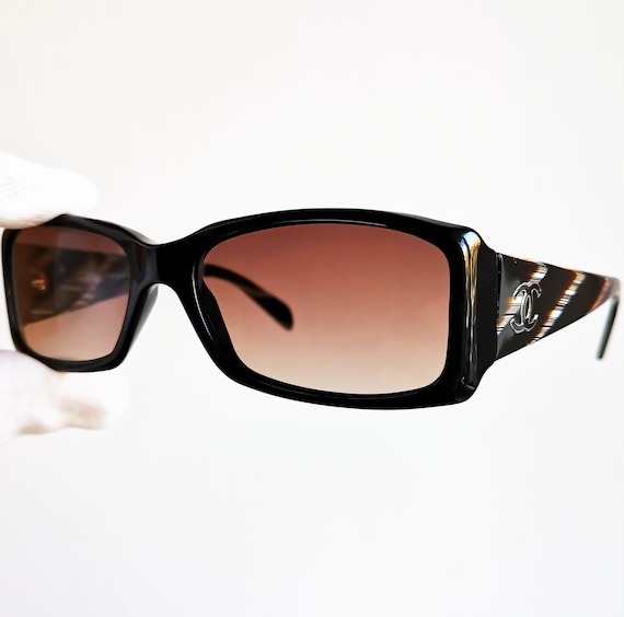 Chanel Black Acetate Rectangle Frame CC Sunglasses- 6021-B