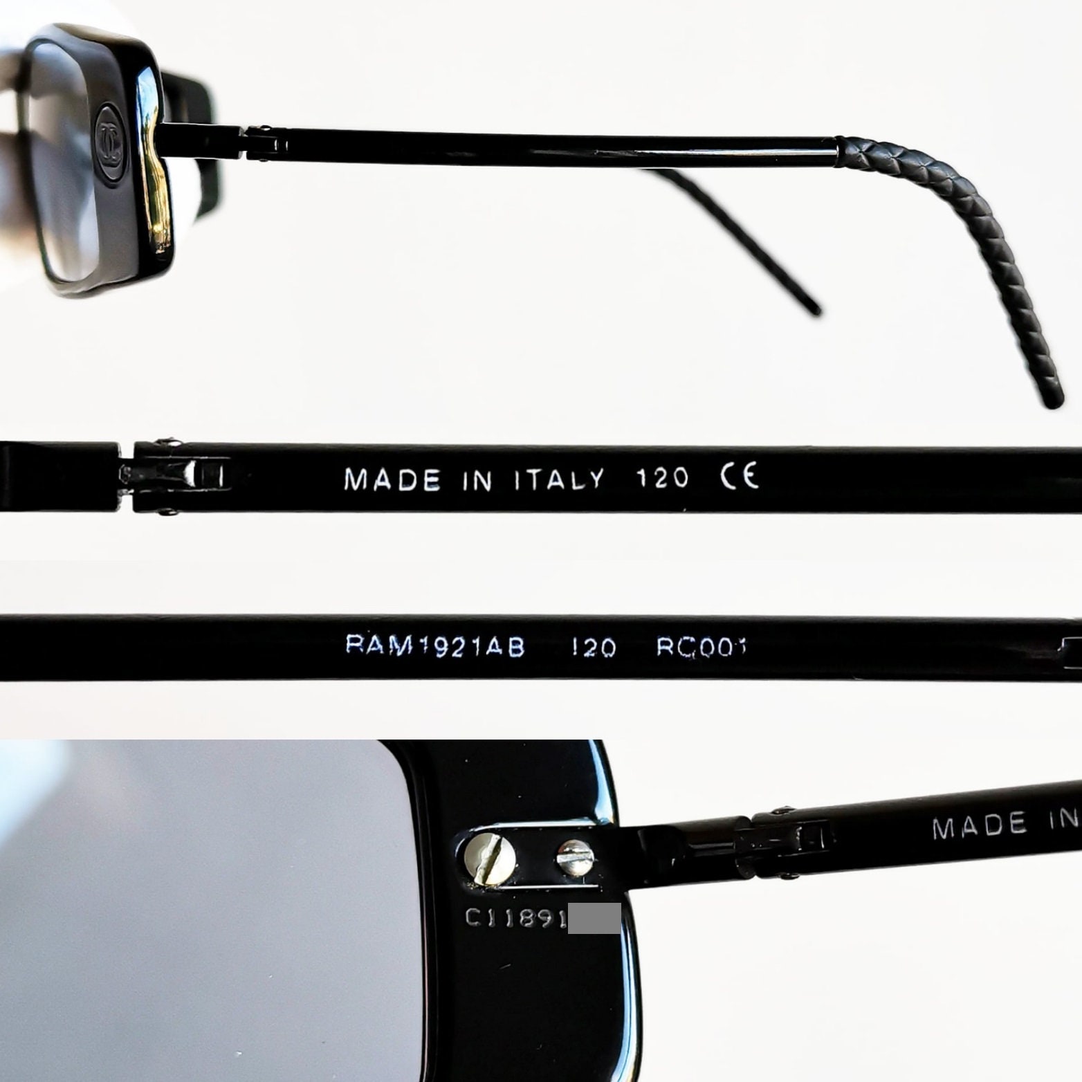 CHANEL Vintage Sunglasses Rare Oval Rectangular Black Small