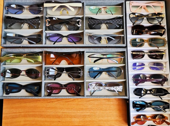 CHANEL vintage sunglasses rare rectangular oval r… - image 8