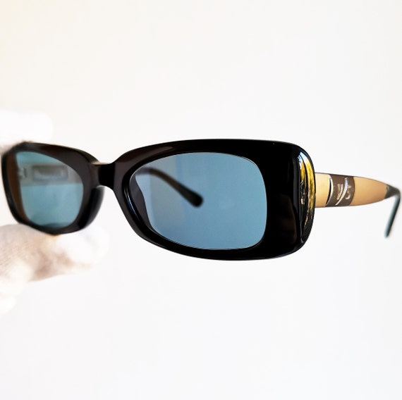VERSACE Vintage Sunglasses Rare Black Silver Oval Frame Gianni -  Hong  Kong