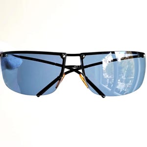 GUCCI vintage sunglasses oval rectangular wrap wraparound mask half rim rimless light blue lens 2653/S frame Migos Kylie Jenner 90s new NOS