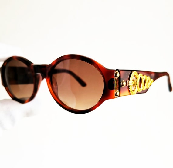 Lunettes De Soleil Vintage Emmanuelle Khanh Paris Unisex - Modèle 10640, Bleu/marron, Rare