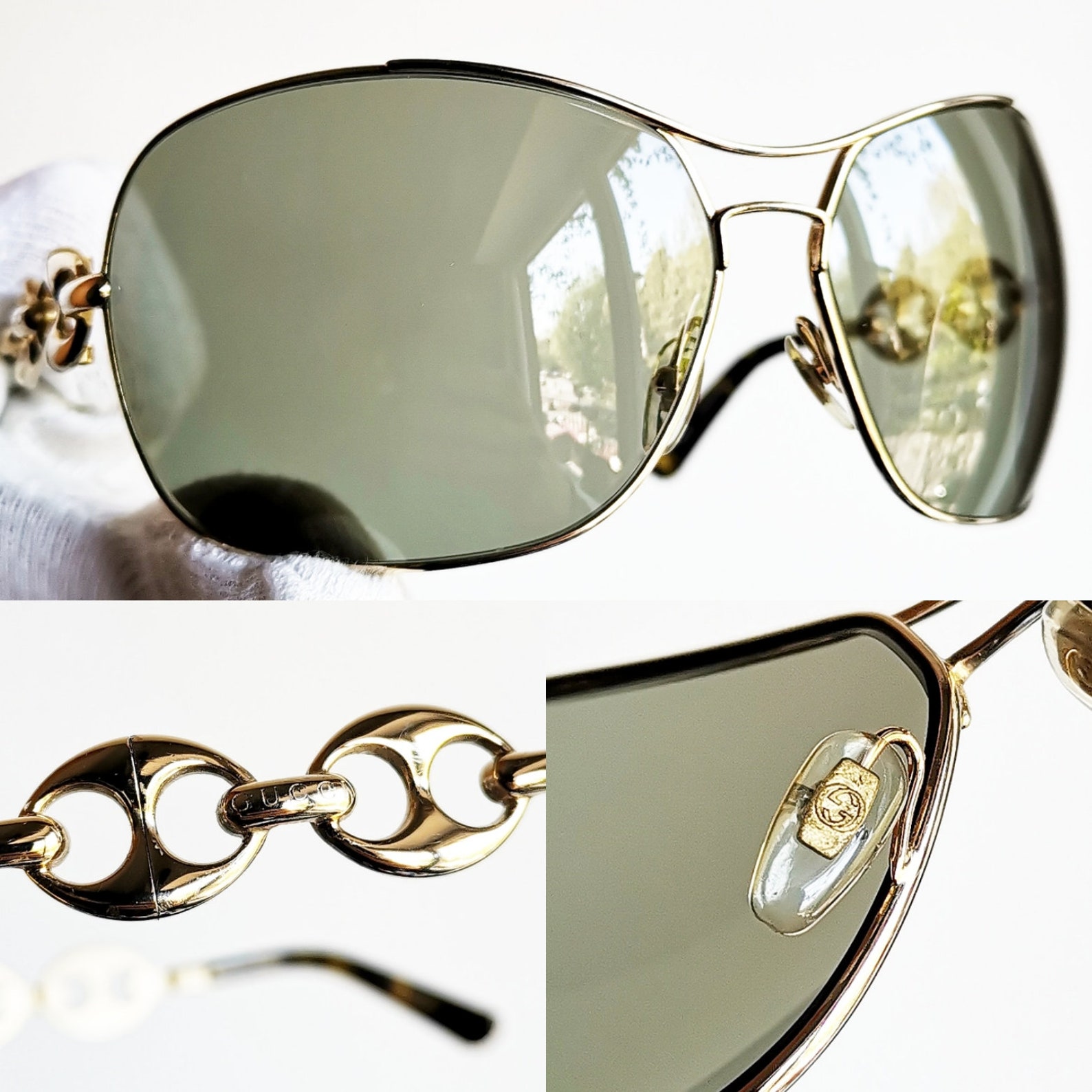 GUCCI Vintage Sunglasses Rare Oversize Big Square Gold Ring - Etsy