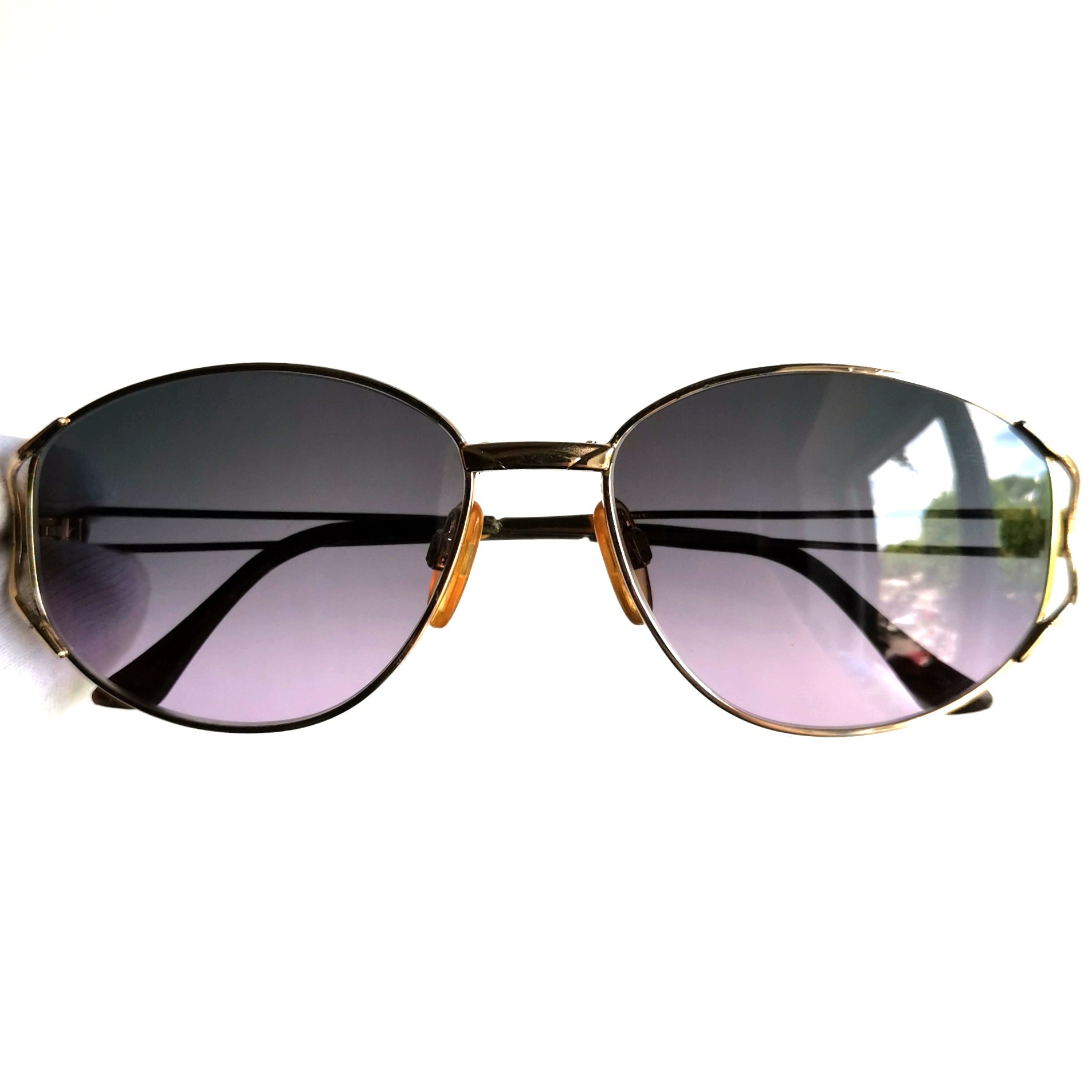 ＼半額SALE／ YVES SAINT LAURENT Vintage Sunglasses Gold Black Purple 小物