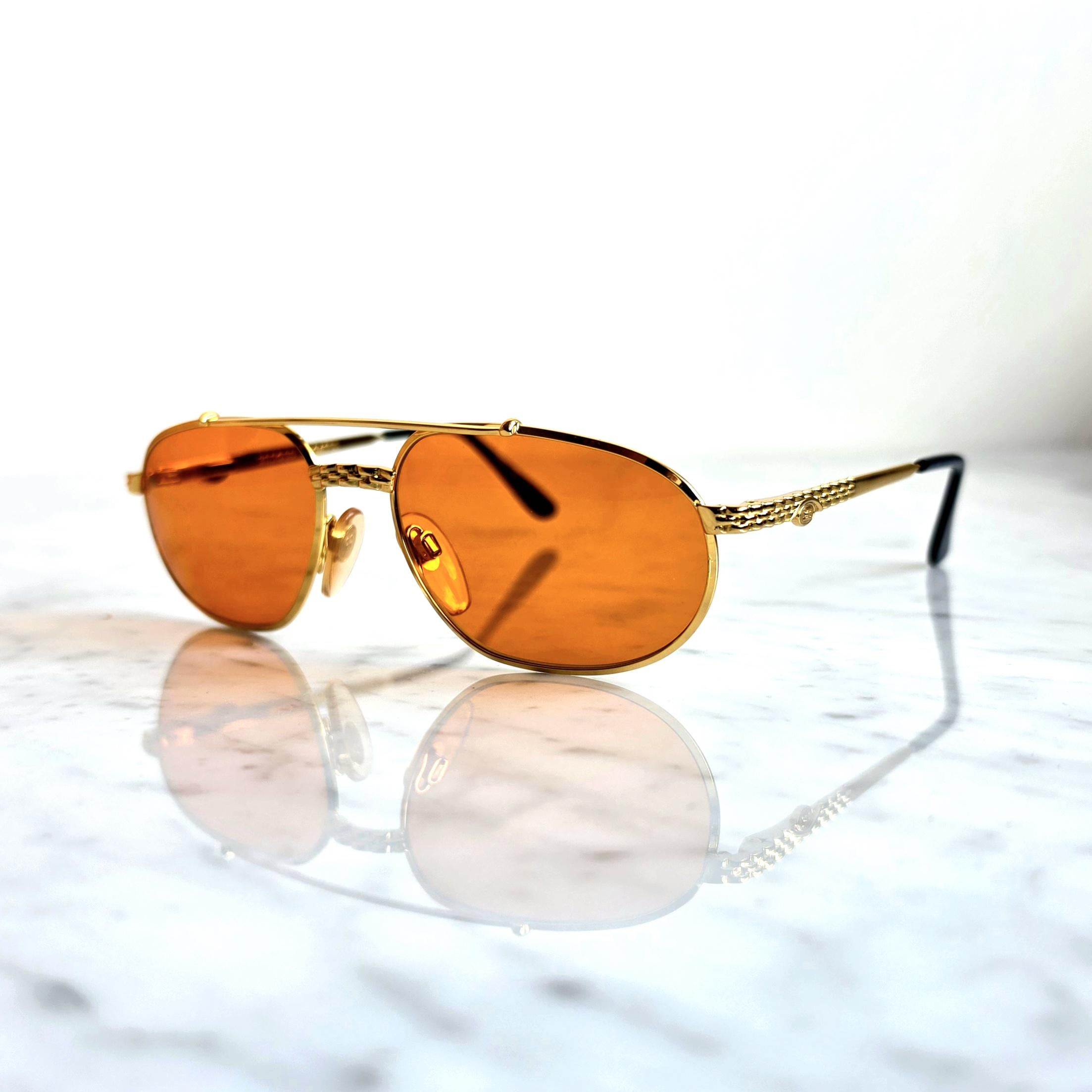 BUGATTI Gold Plated Sunglasses Vintage Aviator Frame Ettore New