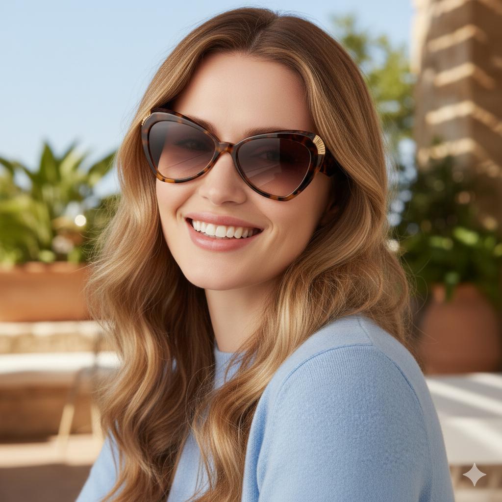 YVES SAINT LAURENT Vintage Sunglasses Ysl Tortoise Brown Cateye