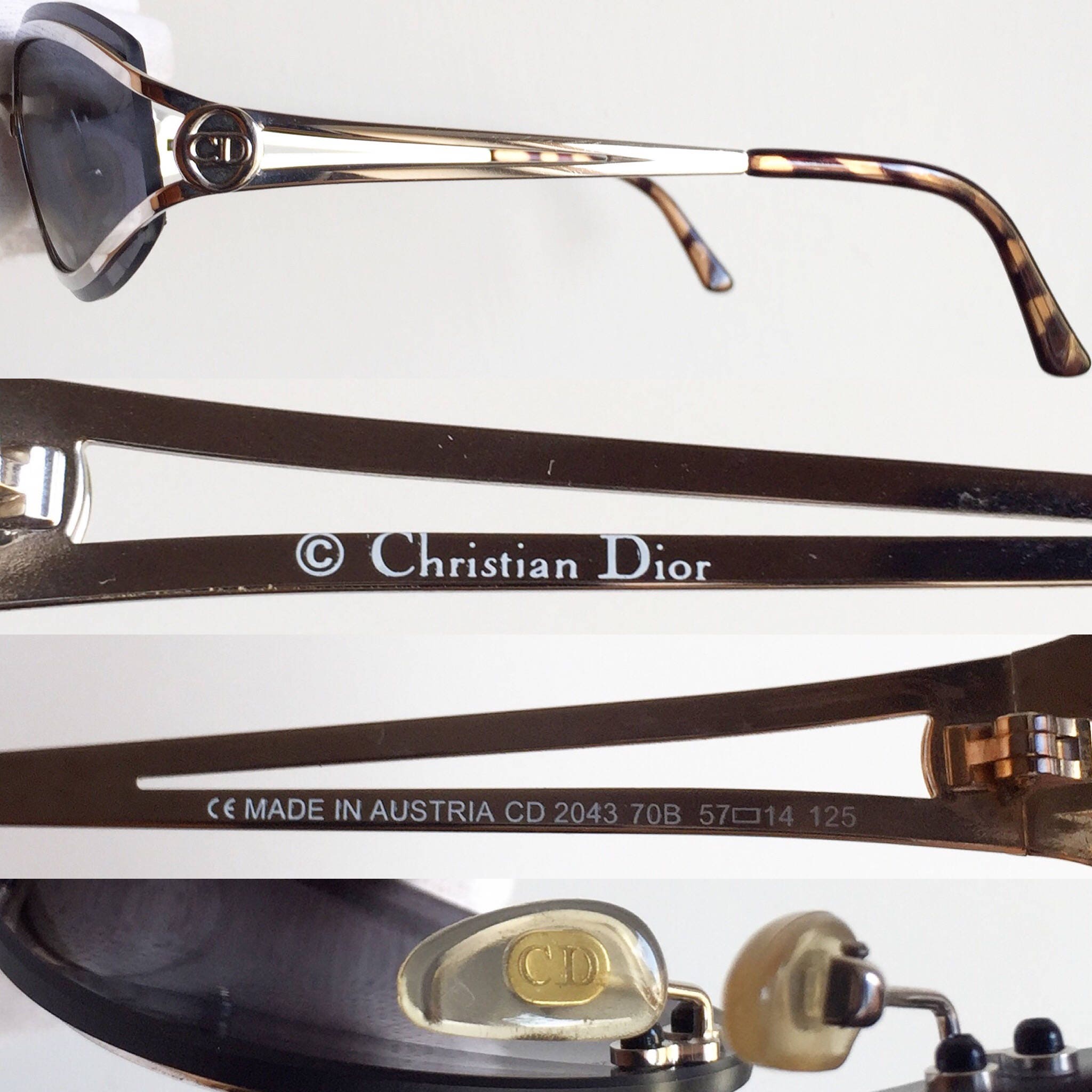 DIOR Vintage Sunglasses Oval Small Silver Gray Wrap Frame