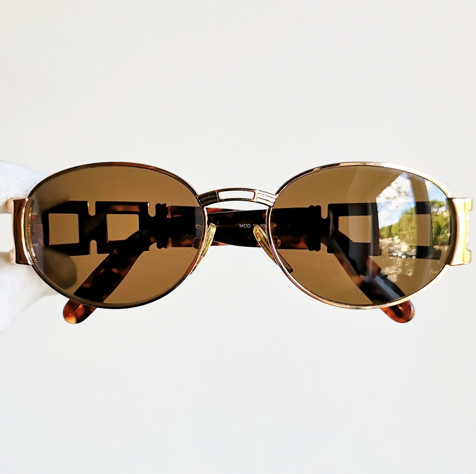 FENDI Vintage Sunglasses Rare Oval Gold Silver Copper Bronze
