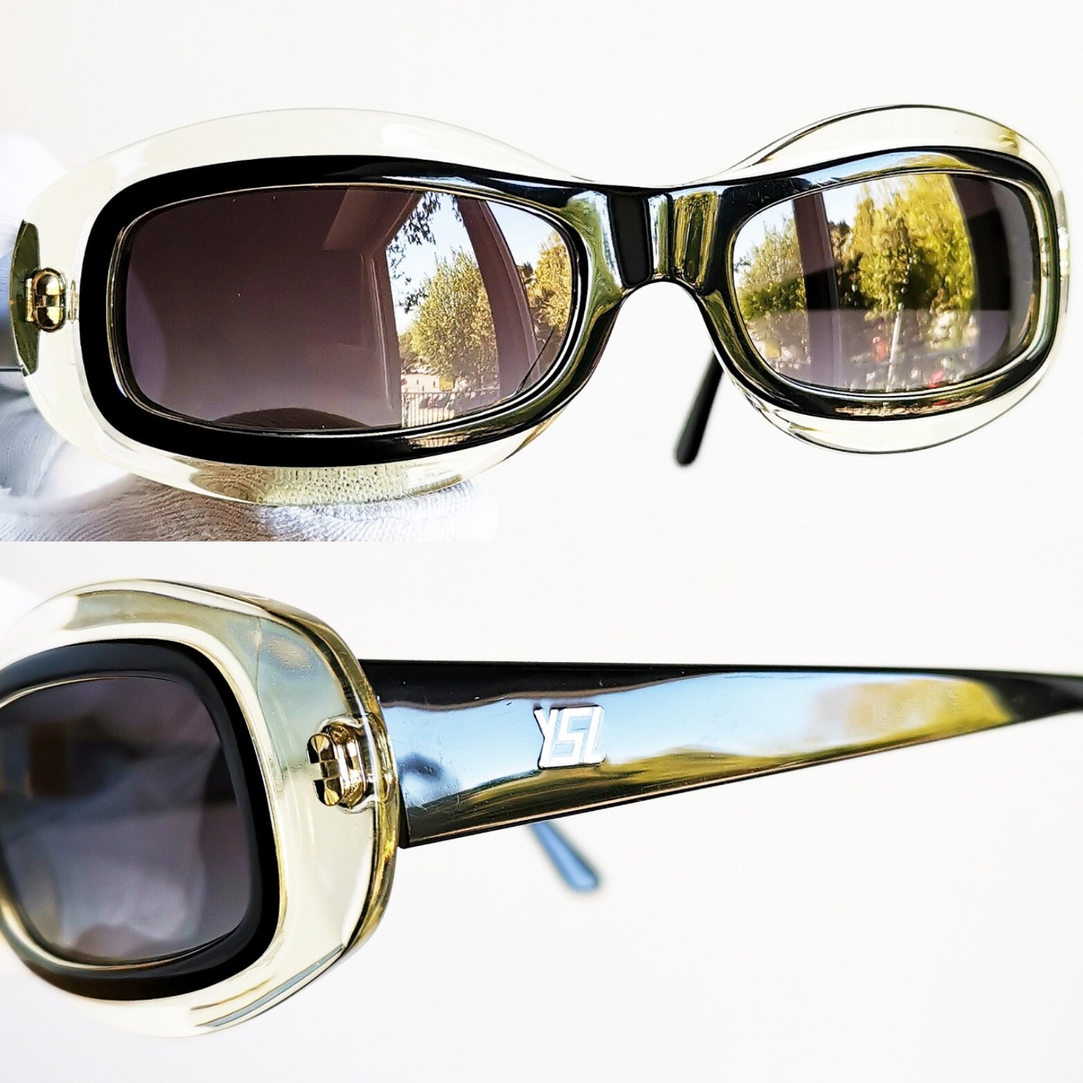 YVES SAINT LAURENT Vintage Sunglasses Rare Ysl White Oval