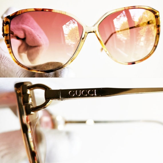 GUCCI vintage sunglasses rare square oval gold GG… - image 1
