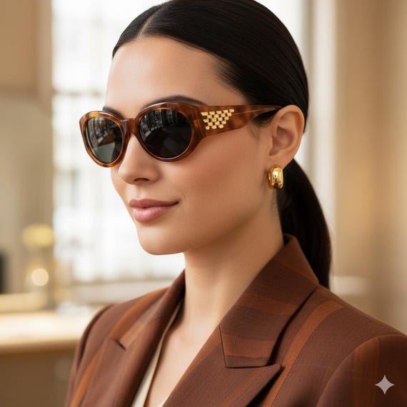 VALENTINO Vintage Sunglasses Gold Round Tortoise Brown Wide  display picture 1