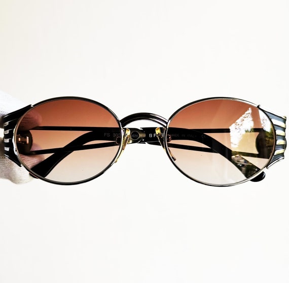 FENDI vintage sunglasses rare oval silver black F… - image 2