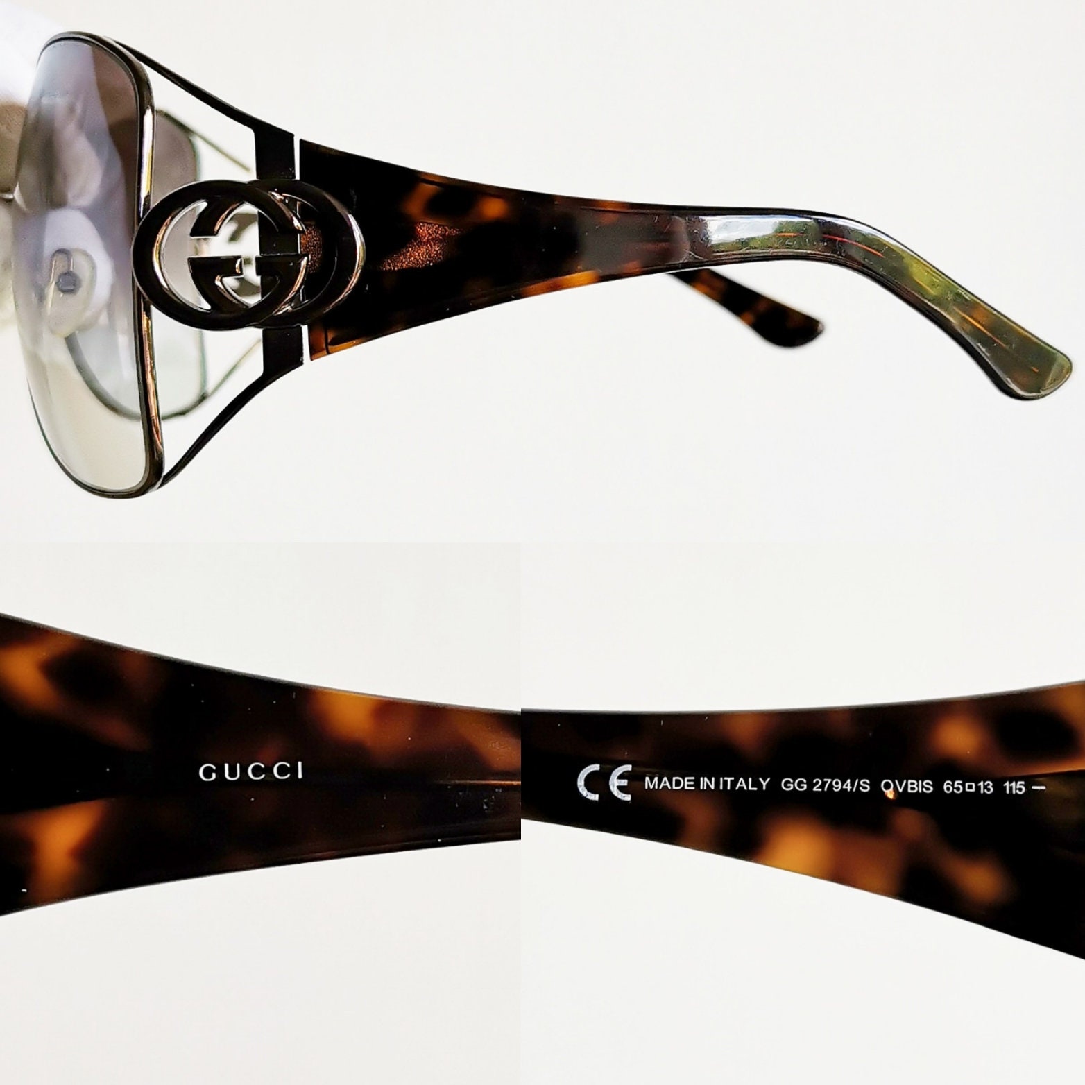 GUCCI Wrap Sunglasses Vintage Rare Oversize Big Tortoise