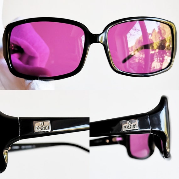 FENDI vintage sunglasses rare black silver oval w… - image 3