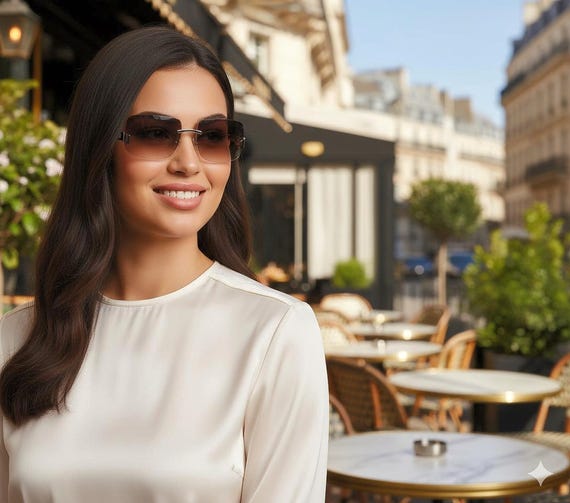 CHANEL Sunglasses Vintage Clear Square Wrap Frameless 4039 Gray