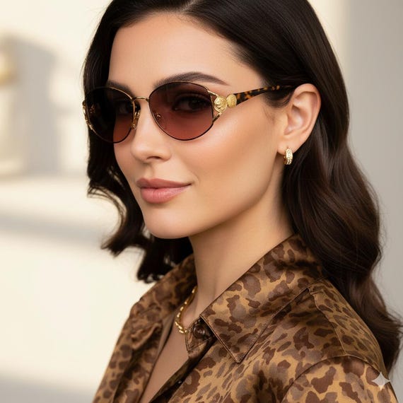 FENDI Vintage Sunglasses Gold Brown Fv237 Aviator 90s Frame  display picture 3