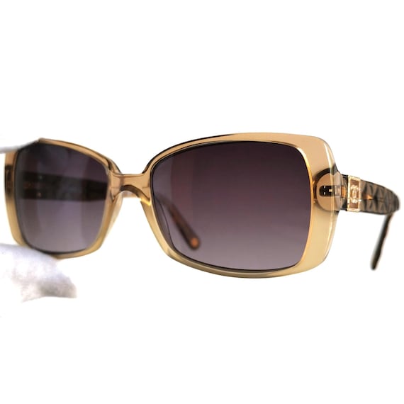 CHANEL Vintage Sunglasses Gold Rectangular Square Strass  display picture 2