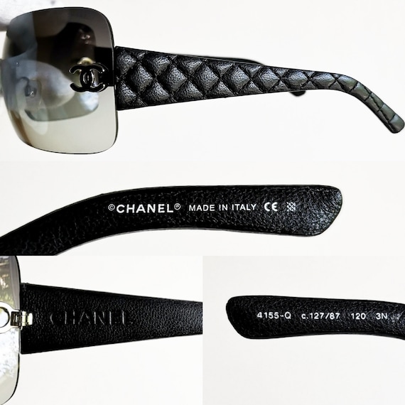 CHANEL vintage Sunglasses rare matelasse leather … - image 5