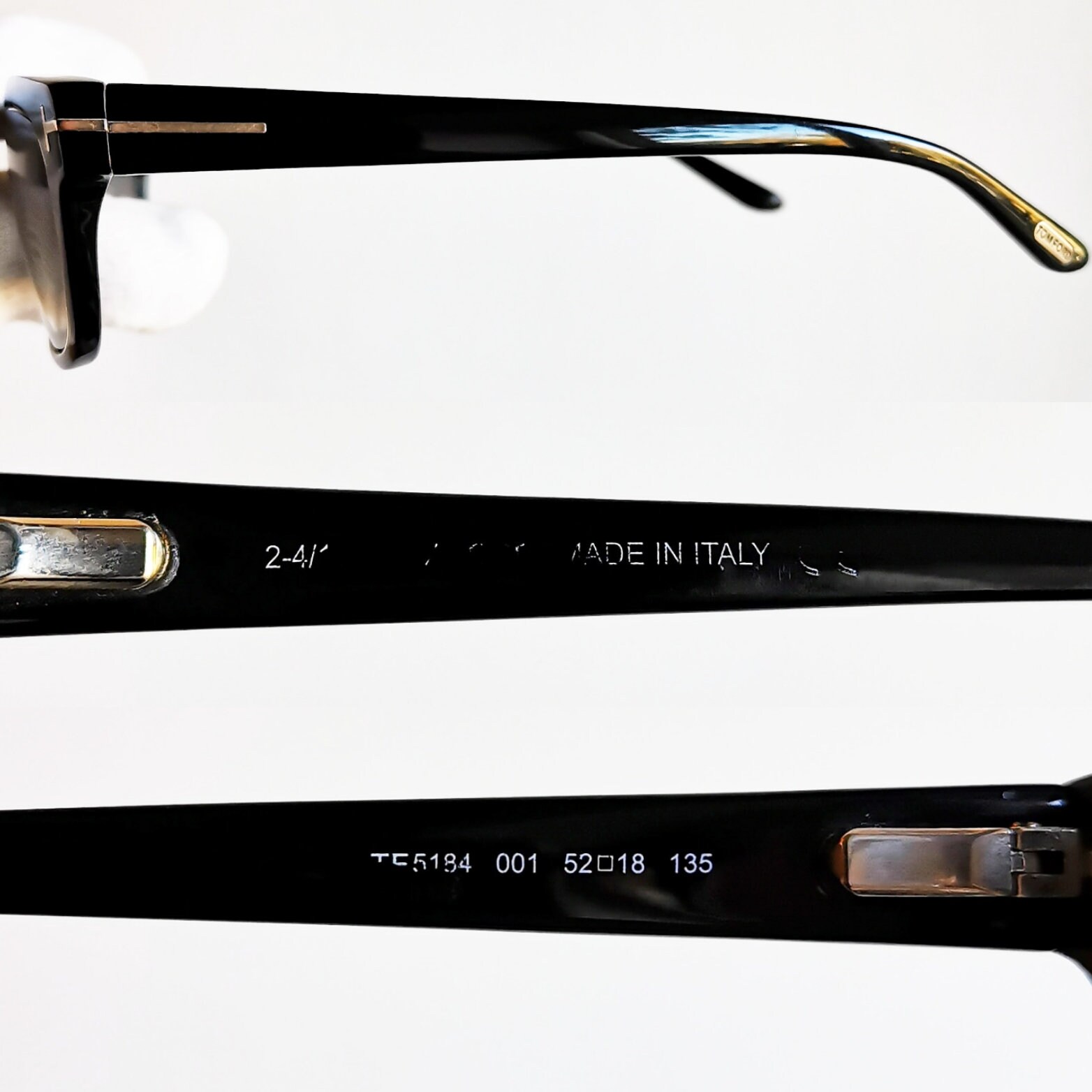 TOM FORD Vintage Sunglasses Oval Squared Black Silver Tf5184 Y2k