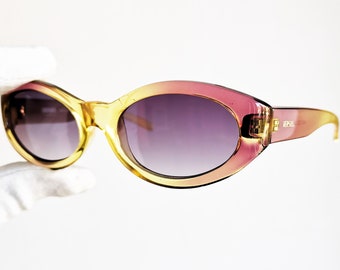 VERSACE vintage sunglasses rare oval clear pink yellow Rihanna Lady Gaga Migos frame genuine  VERSUS EZ2 Gianni 90s new purple lenses