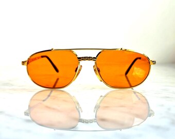 BUGATTI Gold Plated Sunglasses Vintage Aviator Frame Ettore New