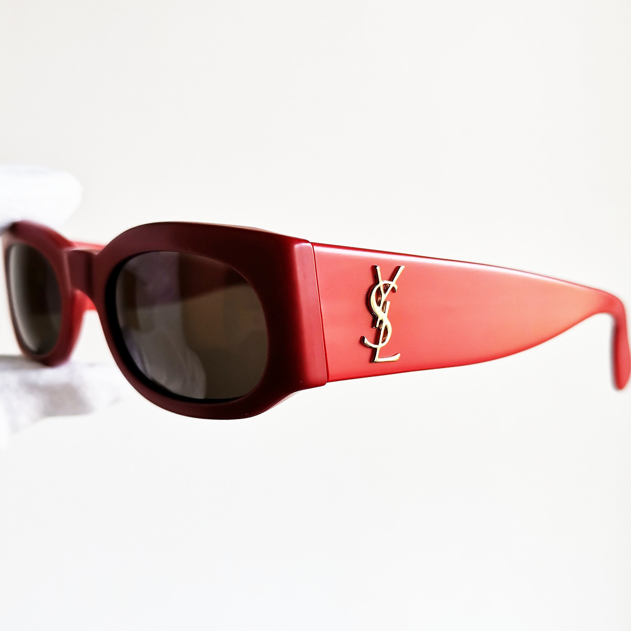 YVES SAINT Vintage Sunglasses Rare Ysl Red Oval 6545 - Etsy