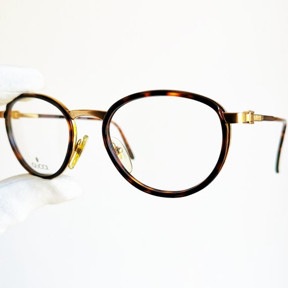 GUCCI vintage Eyewear rare eyeglasses oval gold t… - image 2