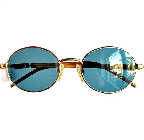 BVLGARI Vintage Sunglasses Oval Round Gold Tortoise Brown  display picture 1