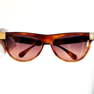 FERRE Oval vintage Sunglasses gold tortoise brown rare Gianfranco GFF46/S flat top large aviator Deion Sanders frame purple pink lens 90s