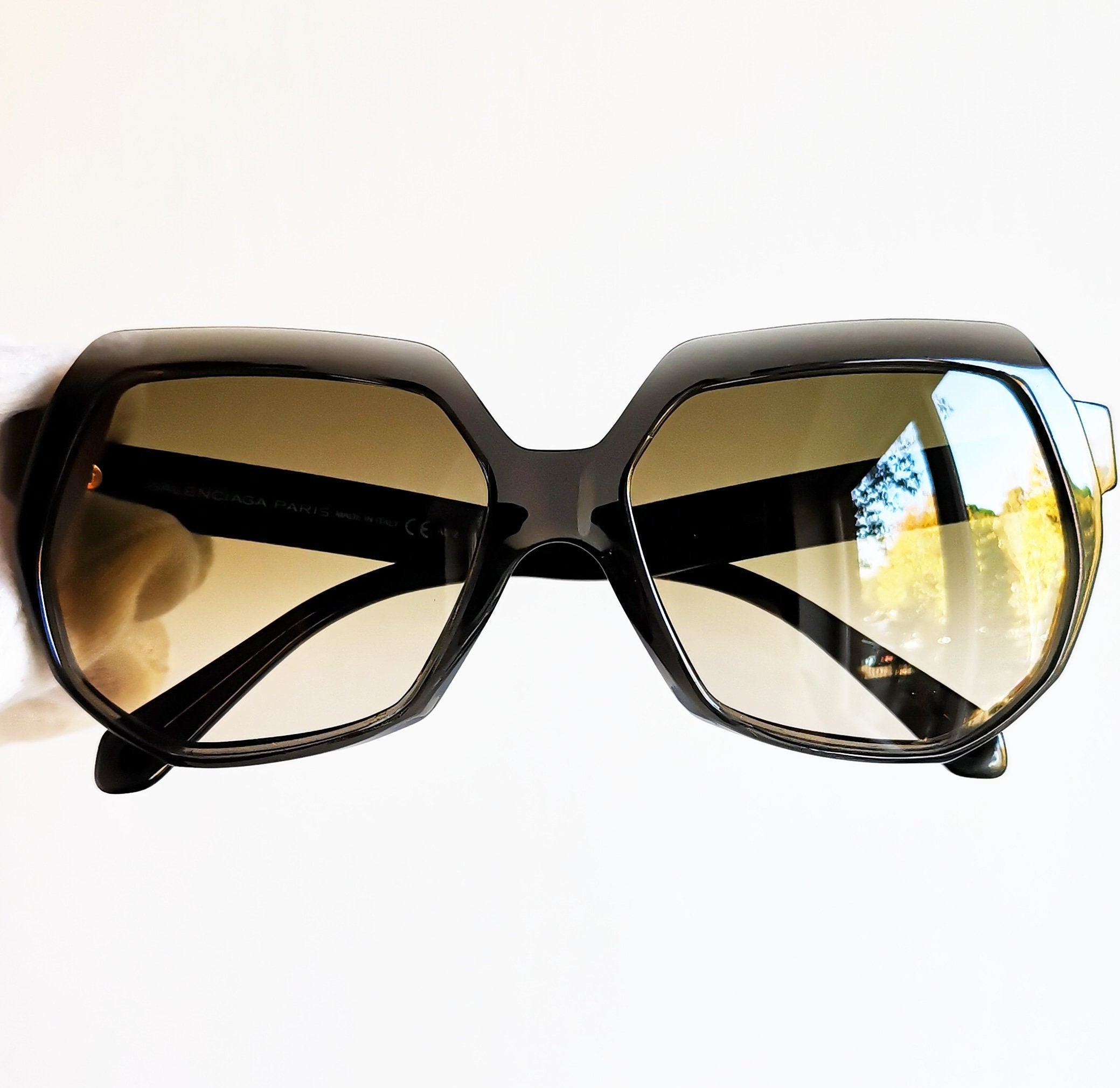 BALENCIAGA vintage zonnebril zeldzaam ovaal grijs helder masker goud Parijs BAL0105 S Migos Rihanna Lady Gaga Kylie Jenner frame y2k nieuwe groene lens Etsy Nederland