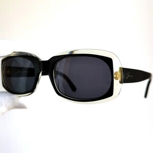 Lunettes de soleil vintage VERSACE noir transparent ovale carré masque cadre rare Gianni par GENNY 171-S designer de l'ère spatiale Lady Gaga Rihanna Migos des années 90 y2k
