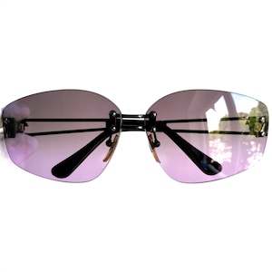VERSACE vintage sunglasses purple black oval frameless medusa gray rare Gianni X54 frame Migos designer Rihanna Bella Hadid new NOS 90s y2k